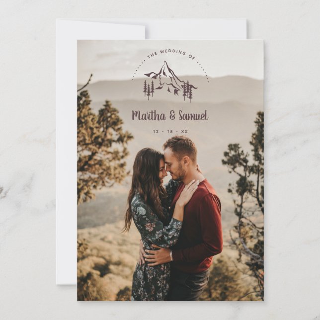 Convites Rustic Mountains Landscape Romantic Photo Wedding (Frente)