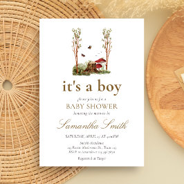 Convites Rustic Mushroom Woodland Baby Shower