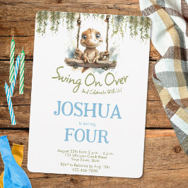 Convites Rustic Nature Dino Green Blue Qualquer Menino