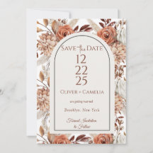 Rustic Neutral Boho Floral Guarde As Datas