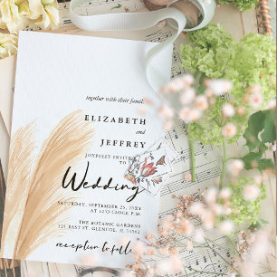 Convites Rustic Neutral Earthy Boho Pampas Grass Casando Em