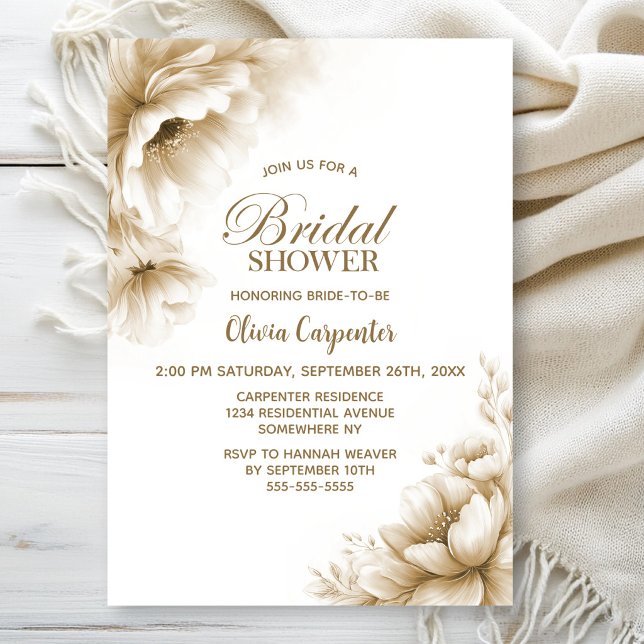 Convites Rustic Neutral Floral Bridal Shower (Criador carregado)