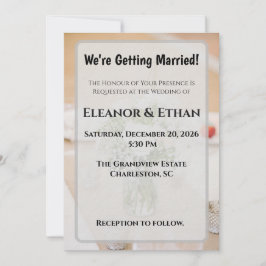 Convites Rustic Neutral White Rose Burlap Mason Jar Wedding