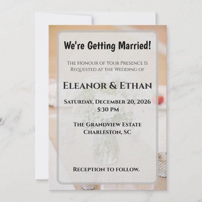 Convites Rustic Neutral White Rose Burlap Mason Jar Wedding (Frente)