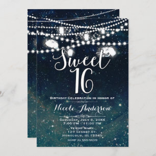 Convites Rustic Noite Sky Mason Jar Lights SWEET 16