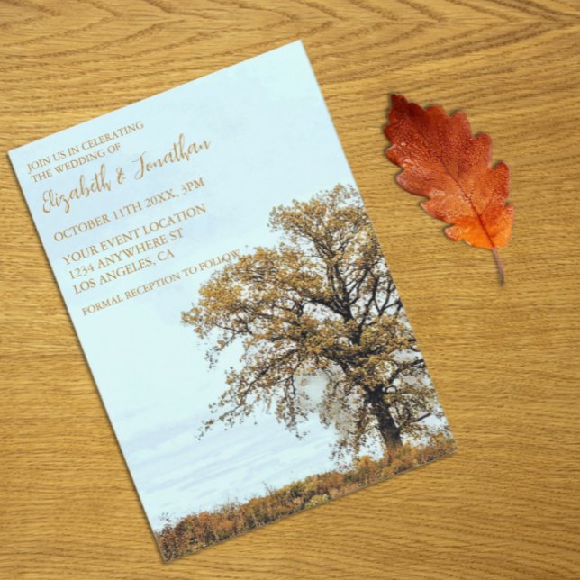 Convites Rustic Oak Tree Autumn Wedding (Criador carregado)