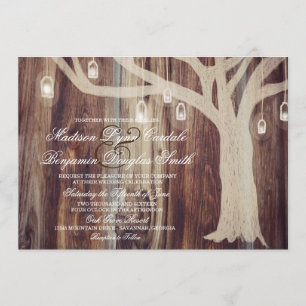 Convites Rustic Oak Tree Luzes De Madeira Invasões De Casa