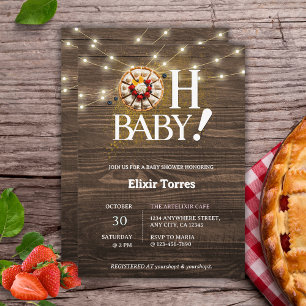 Convites Rustic Oh Baby Cutie Pie Chá de fraldas