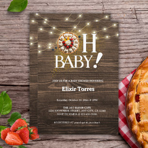 Convites Rustic Oh Baby Cutie Pie Chá de fraldas