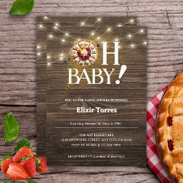 Convites Rustic Oh Baby Cutie Pie Chá de fraldas