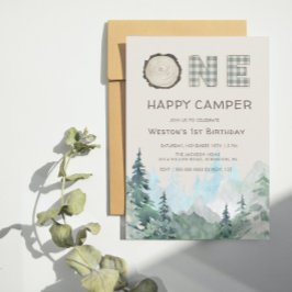 Convites Rustic One Happy Camper Birthday