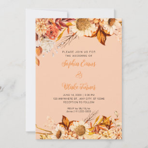 Convites Rustic Orange White Flowers Boho Orange Casamento
