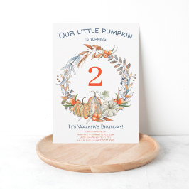 Convites Rustic Our Pumpkin Blue No Segundo Aniversário