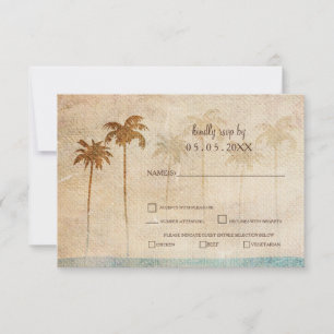 Convites Rustic Palm Trees Beach Wedding rsvp