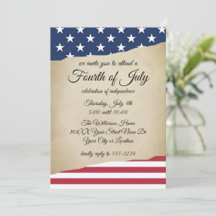 Convites Rustic Parerging and American Flag
