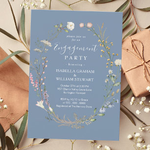 Convites Rustic Periwinkle Boho Wildflower Festa de noivado