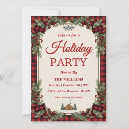 Convites Rustic Pine & Plaid Holiday Party
