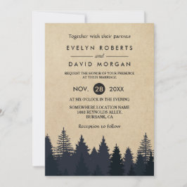 Convites Rustic Pine Trees Kraft Casamento no inverno Convi