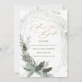 Convites Rustic Pine Watercolor Salvar a Data