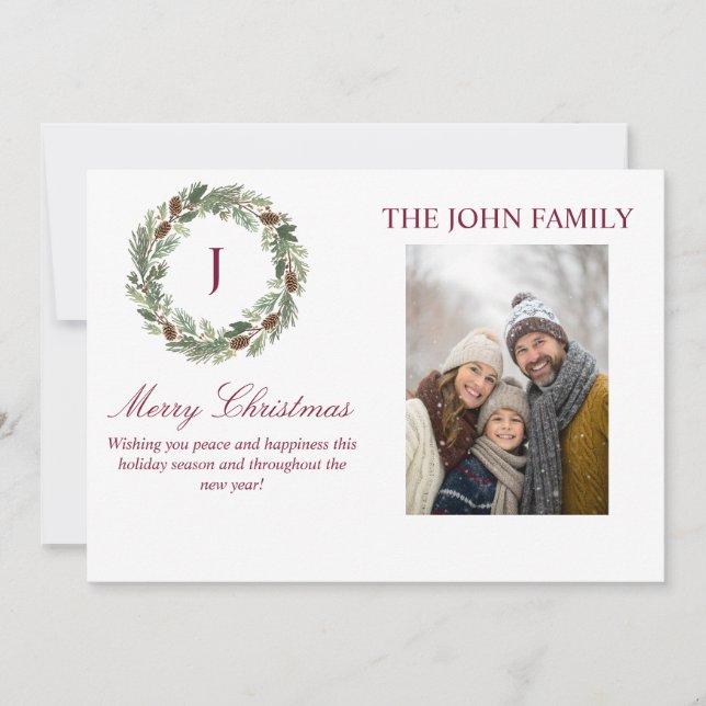Convites Rustic Pine Wreath Christmas (Frente)