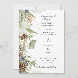 Convites Rustic Pinecone Greenerence Border on White