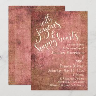 Convites Rustic Pink & Burlap Vintage Typografia Casamento
