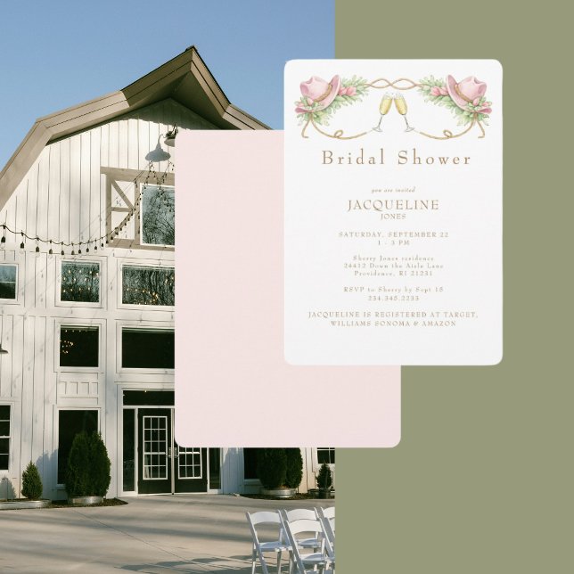 Convites Rustic Pink Cowboy Hat Rustic Bridal Shower (Criador carregado)