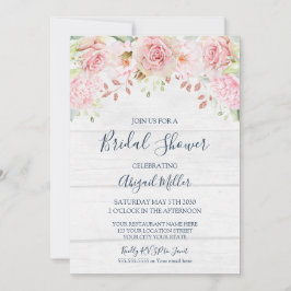 Convites Rustic Pink Floral Spring Bridal Shower