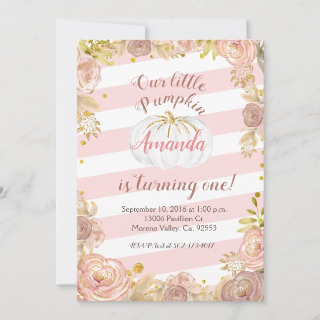 Convites Rustic Pink Nosso Pumpkin está transformando um Co (Frente)