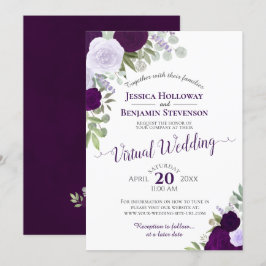 Convites Rustic Plum & Dusty Purple Floral Casamento Virtua