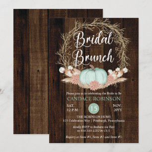 Convites Rustic Pumpkin Pampas Wreath Bridal Brunch Invitat