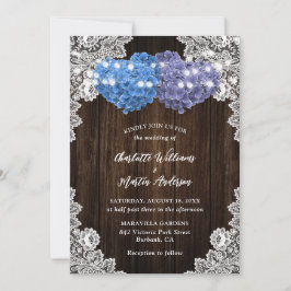 Convites Rustic Purple and Blue Floral Wedding Invitation