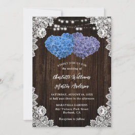 Convites Rustic Purple and Blue Floral Wedding Invitation
