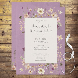 Convites Rustic Purple Wildflower Frame Bridal Brunch