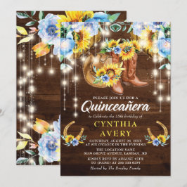 Convites Rustic Quinceañera 15 Birthday Boots Cowgirl