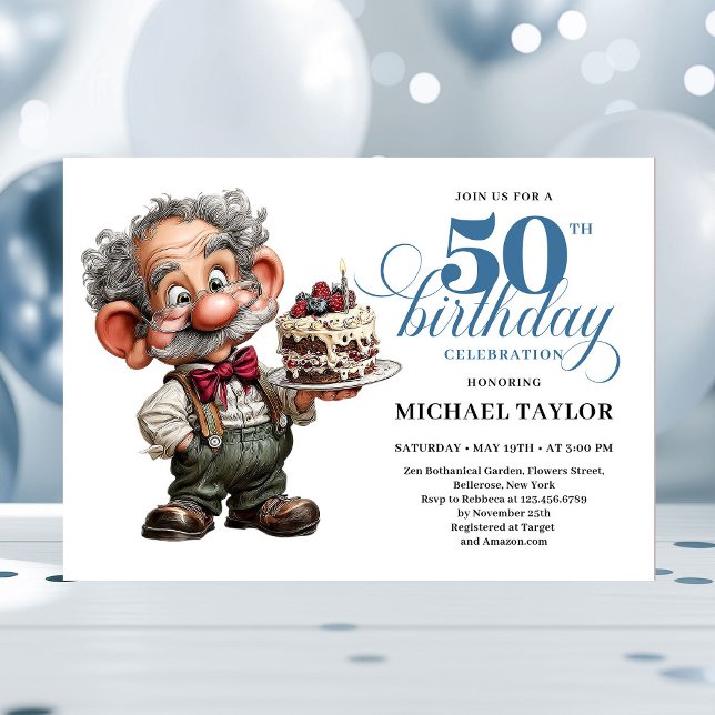 Convites Rustic Quirky Man 50th Birthday Whimsical Humor  (Rustic Quirky Man 50th Birthday Whimsical Humor Invitation

)