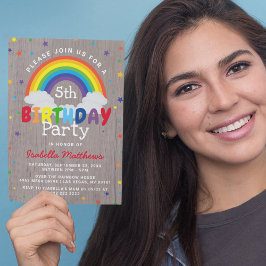 Convites Rustic Rainbow Birthday | Colorido