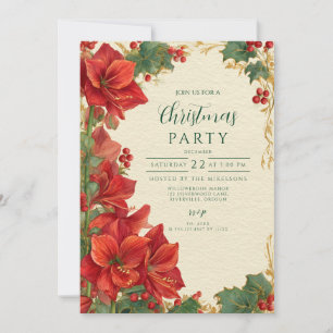Convites Rustic Red Amaryllis Natal