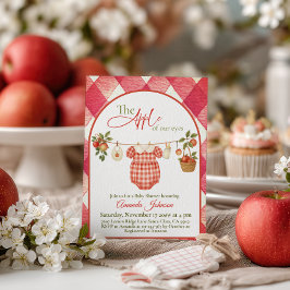 Convites Rustic Red Gingham Clothesline Apple Baby Shower