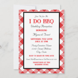 Convites Rustic Red Gingham I Do CHURRASCO Recepção de casa