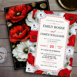 Convites Rustic Red Poppy and Daisy Wildflower Garden