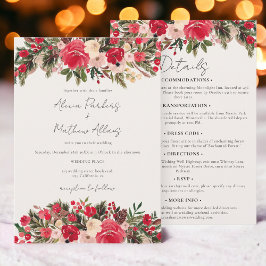 Convites Rustic Red Winter Floral tudo em um Casamento