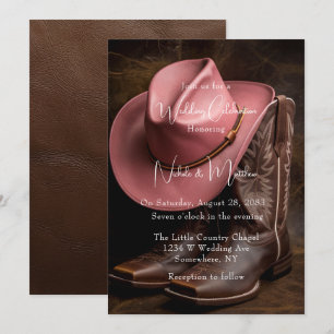 Convites Rustic Romance: Boots & Hat Festa de noivado