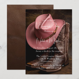 Convites Rustic Romance: Boots & Hat Festa de noivado