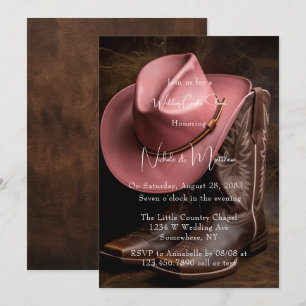 Convites Rustic Romance: Chá de Casais Boots & Hat Weddin