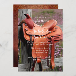 Convites Rustic Romance: Saddle no Chá da cerca de Casais