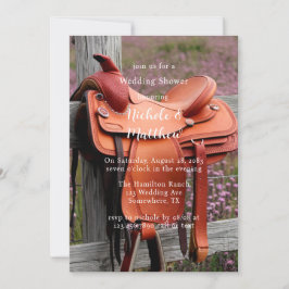 Convites Rustic Romance: Saddle no Chá de casamento da cerc