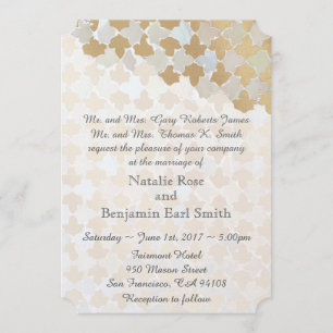 Convites Rustic Romance Wedding   Mosaico Faux Gold Foil