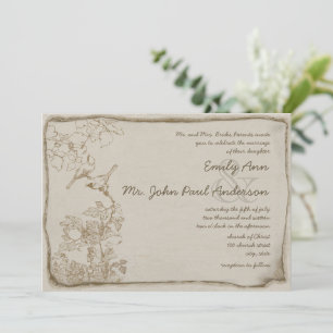 Convites Rustic Romantic Brown Paper Lovebird Casamento