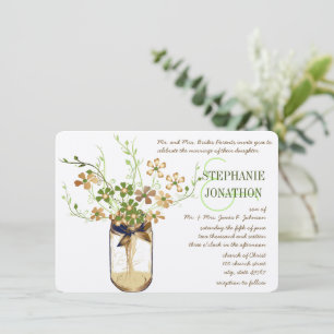 Convites Rustic Romantic Copper Olive Mason Jar Wedding